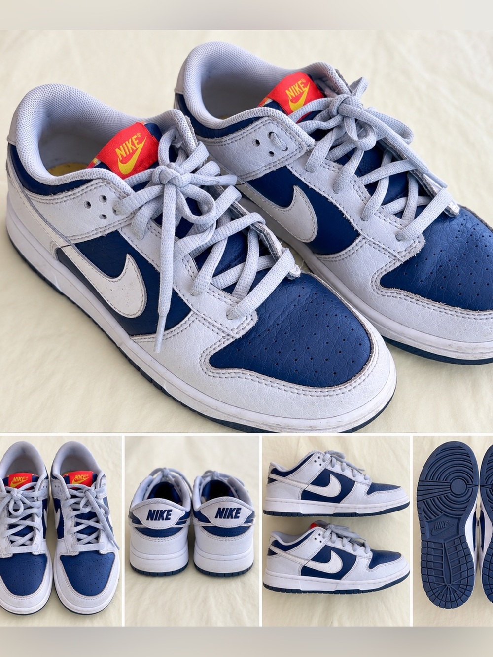 Nike Kids Low-Top Sneakers in Navy, Light Gray and Red Accents